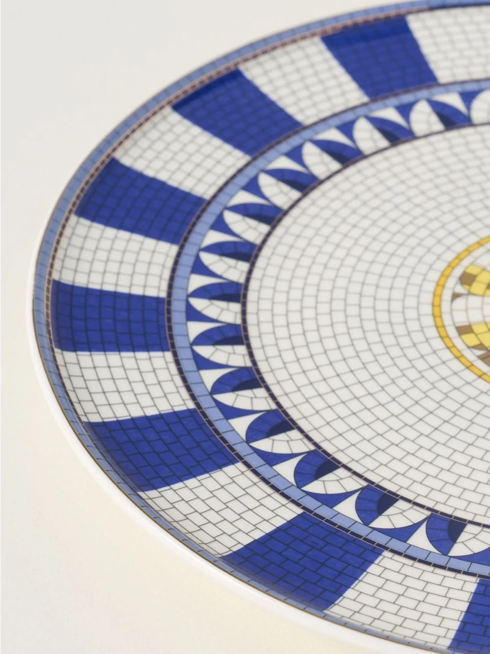 Anthropologie Bistro Tile Stoneware 24k Gold Accent Italia Dinner Plate Sapphire